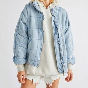 FREE PEOPLE Blue Quilted Dolman Jacket